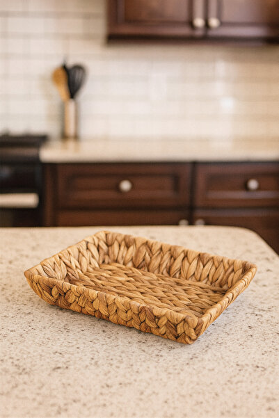 Çavdar Group صينية مستطيلة كبيرة الحجم من الخوص المنسوج يدويًا