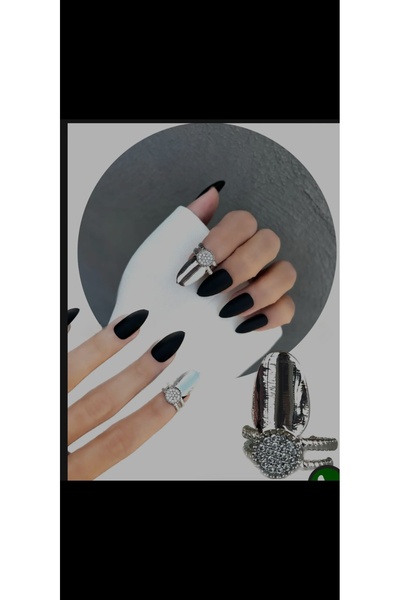 Aylish Bijuteri خاتم أظافر فضي مرصع بالأحجار