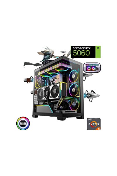güneysu Ryzen 5 7500F 32GB Ddr5 1tb SSD Rtx 5060 240MM Sıvı Soğutma Oyuncu Bi...