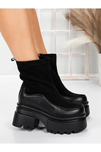 mei Ghete Dama cu Platforma 5W61 Negru