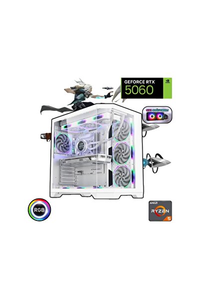 güneysu Ryzen 5 5600 32GB Ddr5 1tb SSD Rtx 5060 240MM Sıvı Soğutma Beyaz Oyun...