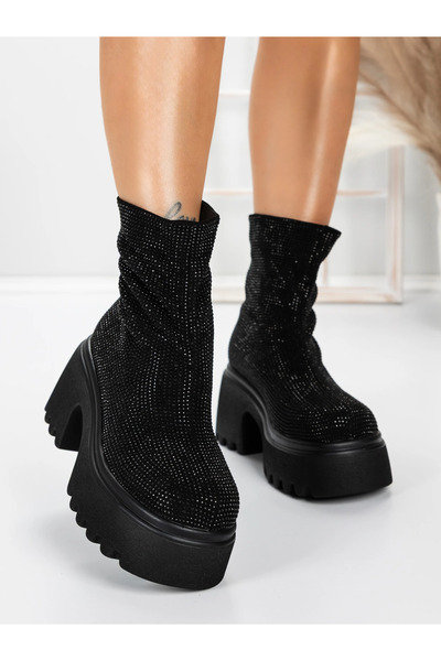 mei Ghete Dama cu Platforma 5WL77 Negru