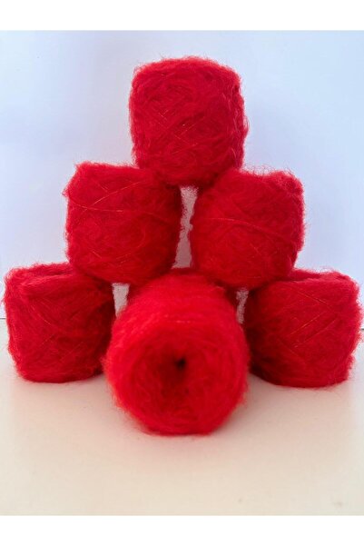 Ana&Kuzusu İplik Kırmızı rengi kalın moher yün örgü ipi 200gr