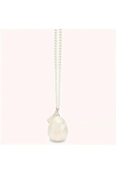 Just Pretty Corner Elegant Ivory Acrylic Clutch Bag with Pearl Chain Strap
