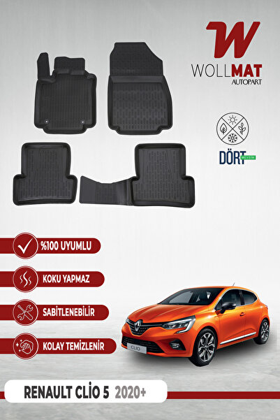 Wollmat Renault Clio 5 Uyumlu Paspas 2020 2025 Arası Uyumlu 3d Havuzlu Paspas...