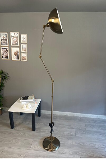 Bamyum Eskitme Renk Mafsallı Lambader Modern Dekoratif Metal Oturma Odası