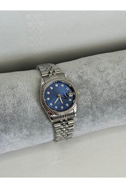 SHINELUC ساعة يد نسائية من الفولاذ بمينا باللون الأزرق الداكن وحجر كوارتز