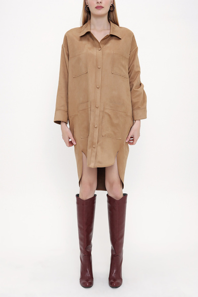 SOCIETA Devetüyü Çıt çıtlı süet gömlek 10806