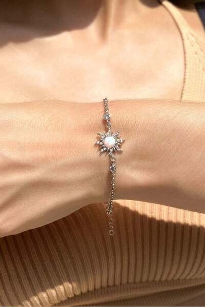 Spossy Silver Jewelry Opal Taşlı Güneş Bileklik