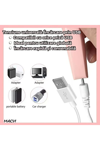 MACVI Macvi® USB Rechargeable Pen-type Electric Nail File with 5 Heads for Professional Manicure