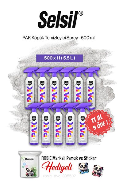 Selsil 11 AL 9 ÖDE PAK Köpük Temizleyici Sprey 500 ml ve rosie pamuk