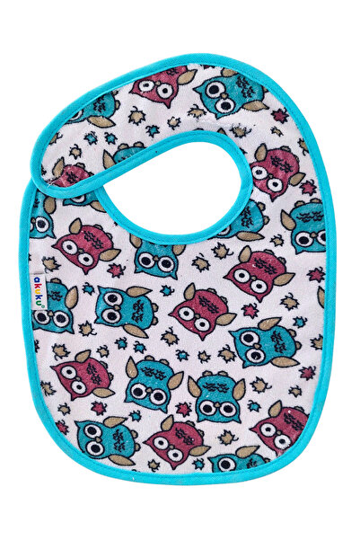 Akuku Baveta impermeabila din bumbac cu inchidere velcro 23x20cm Turquoise Owls