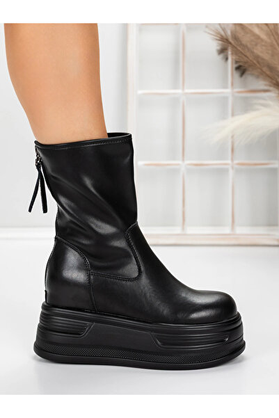 Pantoful Ghete Dama cu Platforma 5W76 Negru