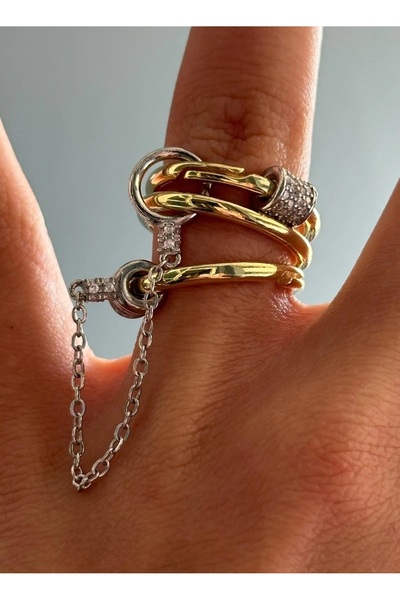Aylish Bijuteri Gold 3-Piece Design Ring