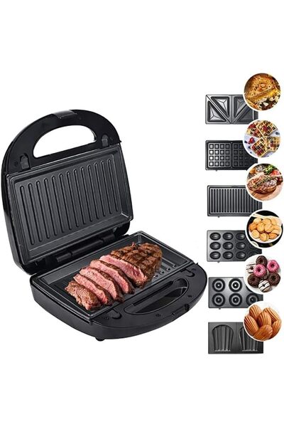 Silver RAF 6-in-1 Grill Electric Toster with 6 Removable Panels R.541 Black