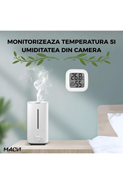 MACVI MACVI® Digital Thermometer and Hygrometer with LCD Display, Temperature and Humidity, Compact