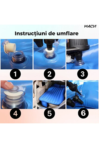 MACVI Macvi® Car Inflatable Mattress with Cushions and Balance Support, for Bench Seat, Gray