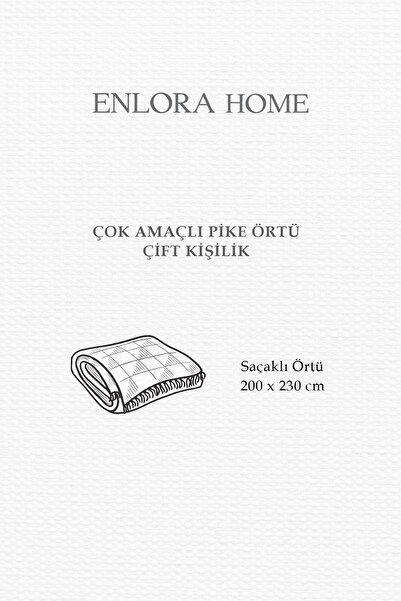 Enlora Home Çok Amaçlı Pike Örtü Çift Kişilik Zigzag Bej
