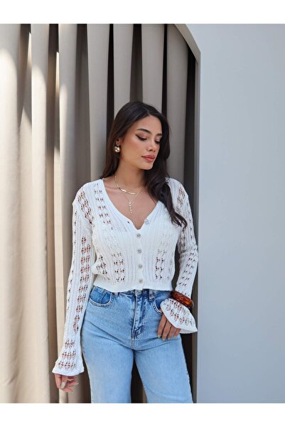 ESRAHELVACI Ajurlu V Yaka Hırka