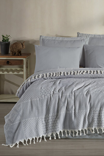 Enlora Home Çok Amaçlı Pike Seti Çift Kişilik Patchwork A.Gri (3 Parça)