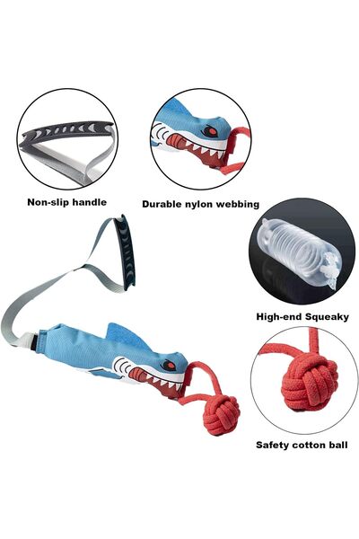 Saharaz Interactive Dog Tug Toy,Indestructible Dog Toys for Aggressive Chewers,Tug of War Dog Toy,Shark