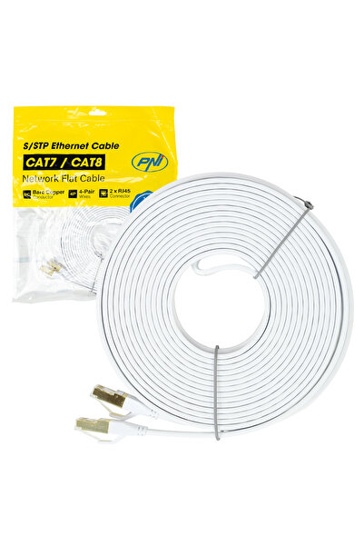 PNI Cablu de rețea plat S/STP CAT8 U8100W, 2 x RJ45, 10m