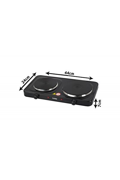 Floria Electric stove, dimensions 44 x 25 x 7 cm, black, with 2 burners and adjustable thermostat ZLN2844