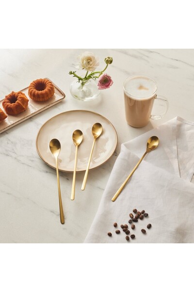 Karaca Boreas Gold 4-teiliges Latte-Löffel-Set in Box