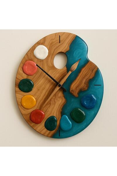 Home Lapaçi Design Özel Tasarım Duvar Saati - Epoksi ve Ahşapın Sanatla Dansı
