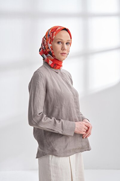 ARMANDA Premium Collection Brush Pattern Twill Silk Scarf - Pomegranate