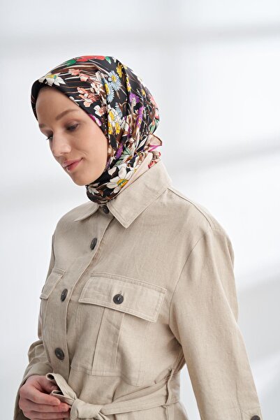 ARMANDA Premium Collection Florentino Design Twill Silk Scarf - Black