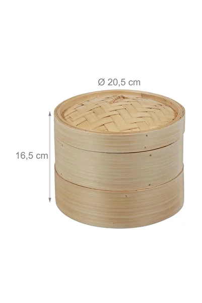 Relaxdays 2-tier bamboo steamer, Relaxdays, 20.5 cm