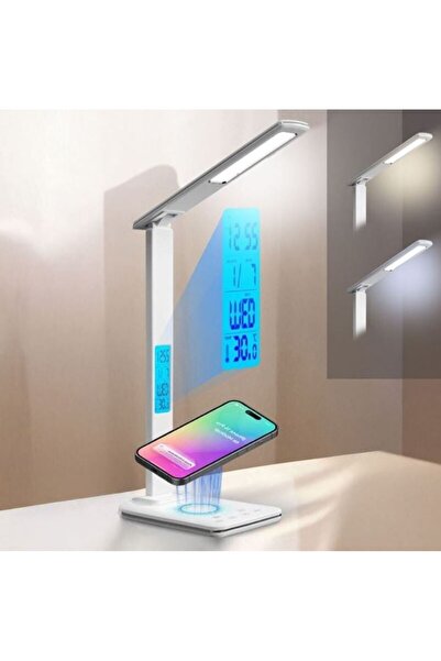 OEM LED Desk Lamp with Wireless Charging, Clock, Calendar, and Thermometer
