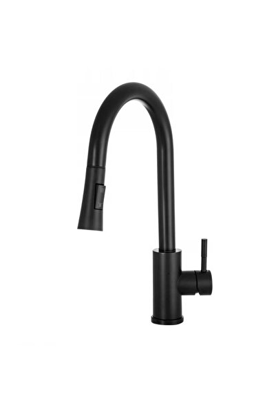 Spis Design Kitchen Faucet with Pull-Out Spray, Ceramic Cartridge, Single Control, 2 Spray Functions, Matte Blac