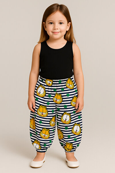 Gül Kız Çocuk Şalvar Pantolon – Pamuklu Penye Rahat Ev ve Günlük Kullanım