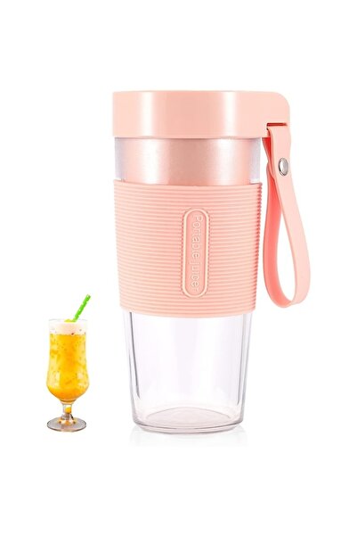 FOXMAG24 Φορητό μπλέντερ για smoothies, 350ml, επαναφορτιζόμενο USB, στεγανό, ατσάλινη λεπίδα, ροζ