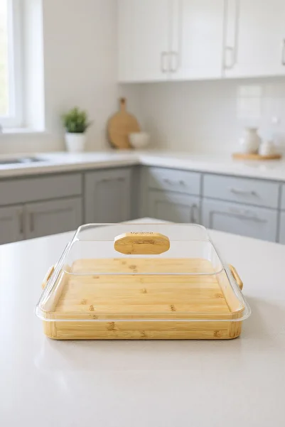 Bambum Modica Acrylic Covered Bamboo Cake Pan Square Large