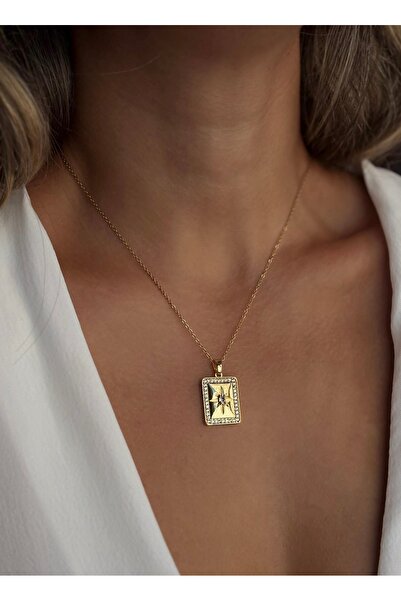 GİS JEWELRY الصلب الذهب حجر القطب نجمة قلادة