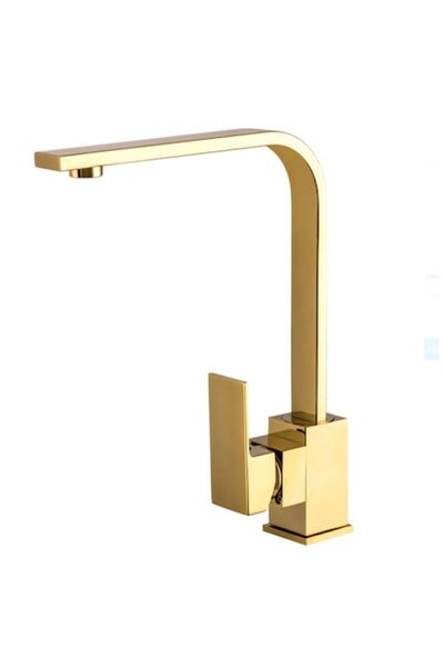 Spis Design Kitchen Faucet, High Rectangular Spout, Gold Finish