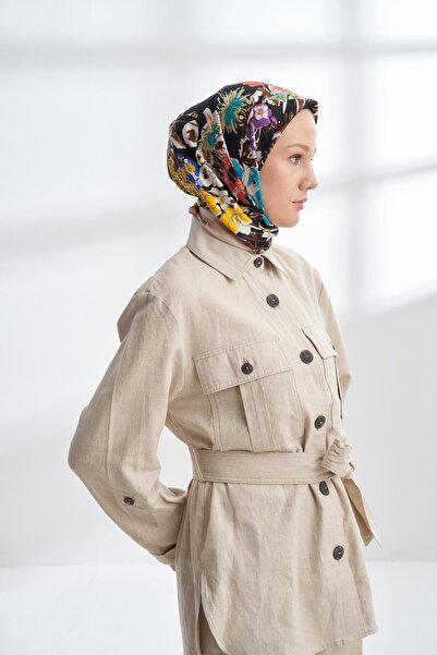 ARMANDA Premium Collection Florentino Design Twill Silk Scarf - Black