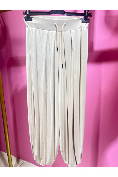 PARLAMBUTİK KADIN BEYAZ ŞALVAR PANTOLON