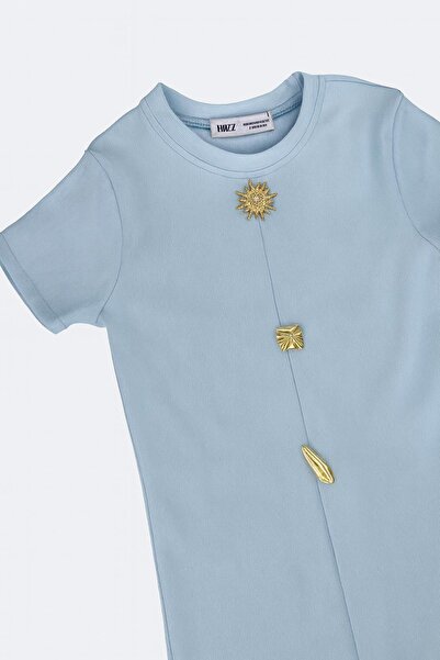 HAKKE Ottoman Fabric Short Sleeve Midi Dress with Slit Detail