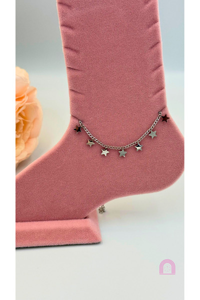 Moond Accessories خلخال فضي على شكل نجمة فولاذية