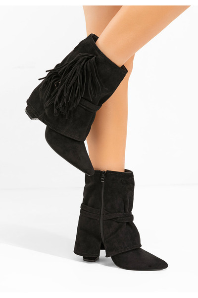 B T Shoes Černé kotníkové boty na podpatku Ranale