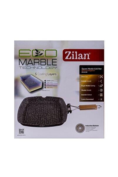 Zilan Grill Pan, 24 cm diameter, aluminum material, granite interior, folding handle ZLN4298