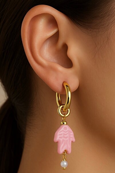 TAKIŞTIR أقراط مرصعة باللؤلؤ على شكل سمكة ذهبية اللون (زوج)