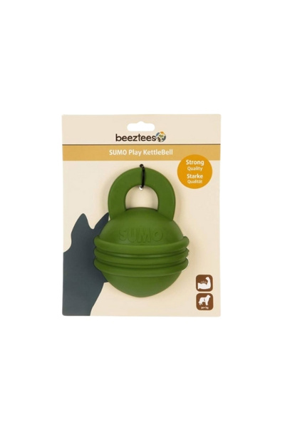 Beeztees Sumo Kettlebell Rubber Dog Toy with Reward Chamber Green 16 cm