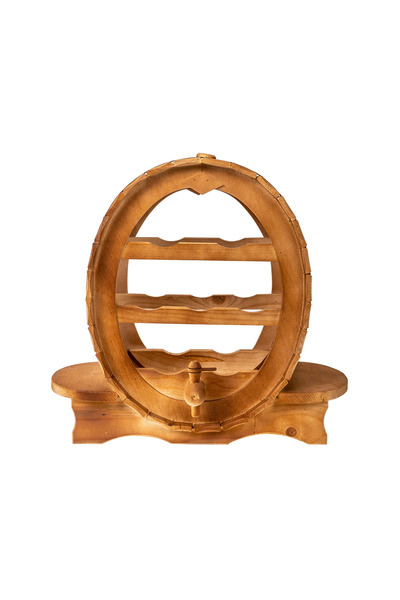 Z-Tools Suport de vin pentru 7 sticle cu robinet, din lemn de molid, înălțime 50cm EXT6095