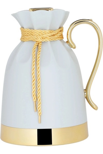 Everest Balqis Thermos, 1 liter, golden handle, thermal glass inner shell light gray