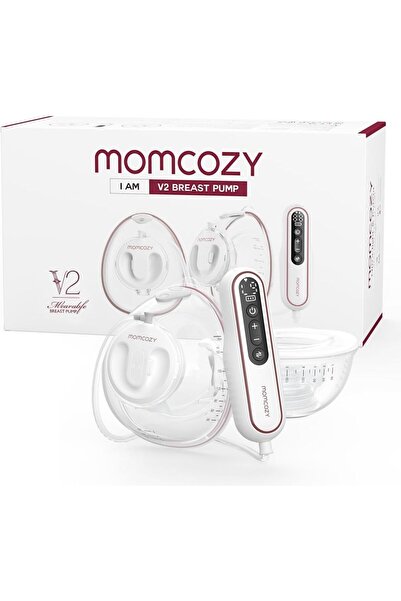 Momcozy - مجموعة مضخة الثدي القابلة للارتداء خفيفة الوزن للغاية V2 - أبيض